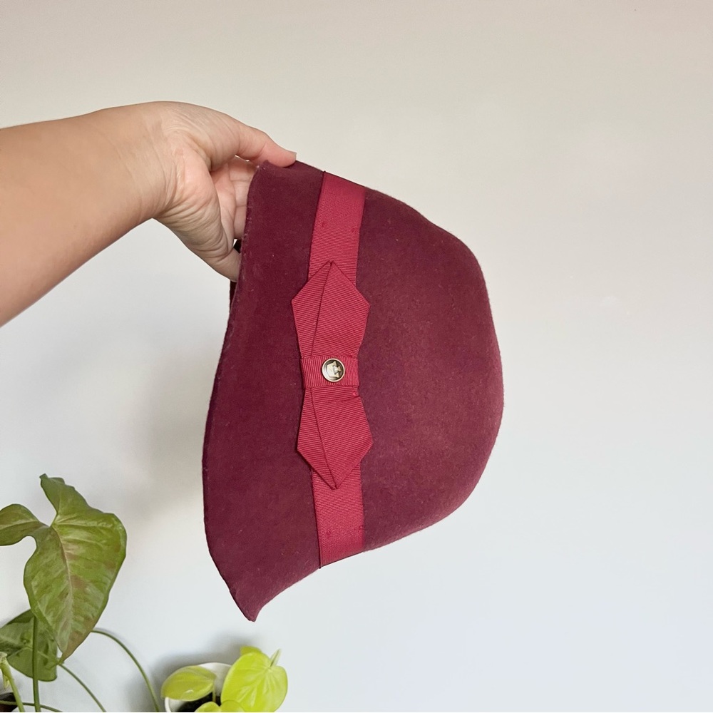 Goorin Bros Bold Hatmakers Soft Wool Cloche Hat Burgundy with Ribbon Medium